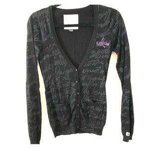 Volcom Black/Gray Sweater XS buttons purple